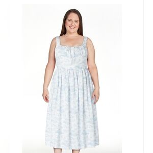 Bridgerton Celebrity Pink Women's Plus Basque Waist Midi Toile Dress